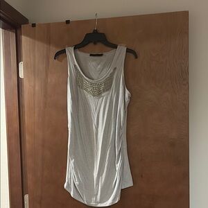 The Limited Silver Embellished Fitted Sleeveless Tank